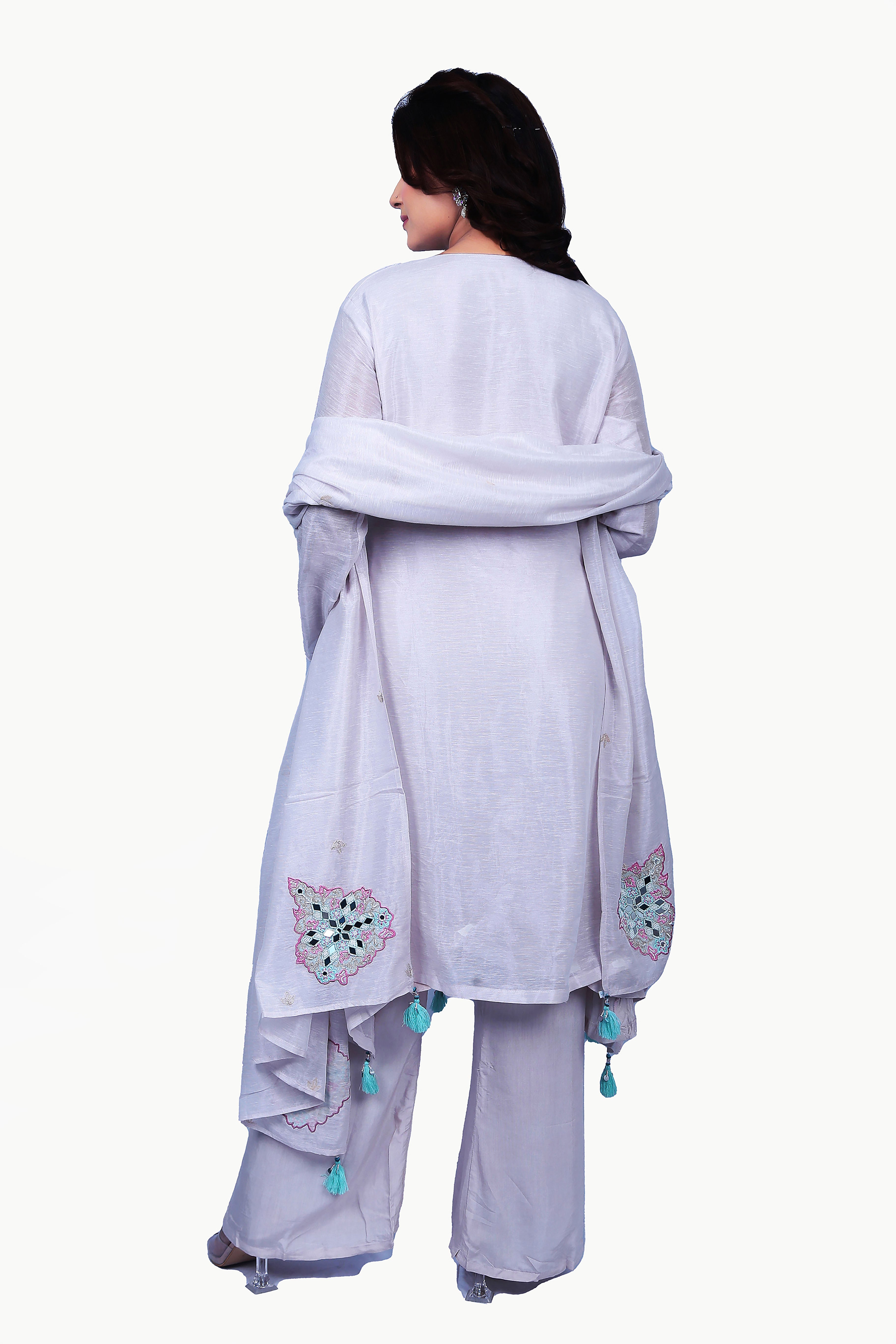 Mirror work embroidery and  Kurta, Palazzo, with Dupatta
