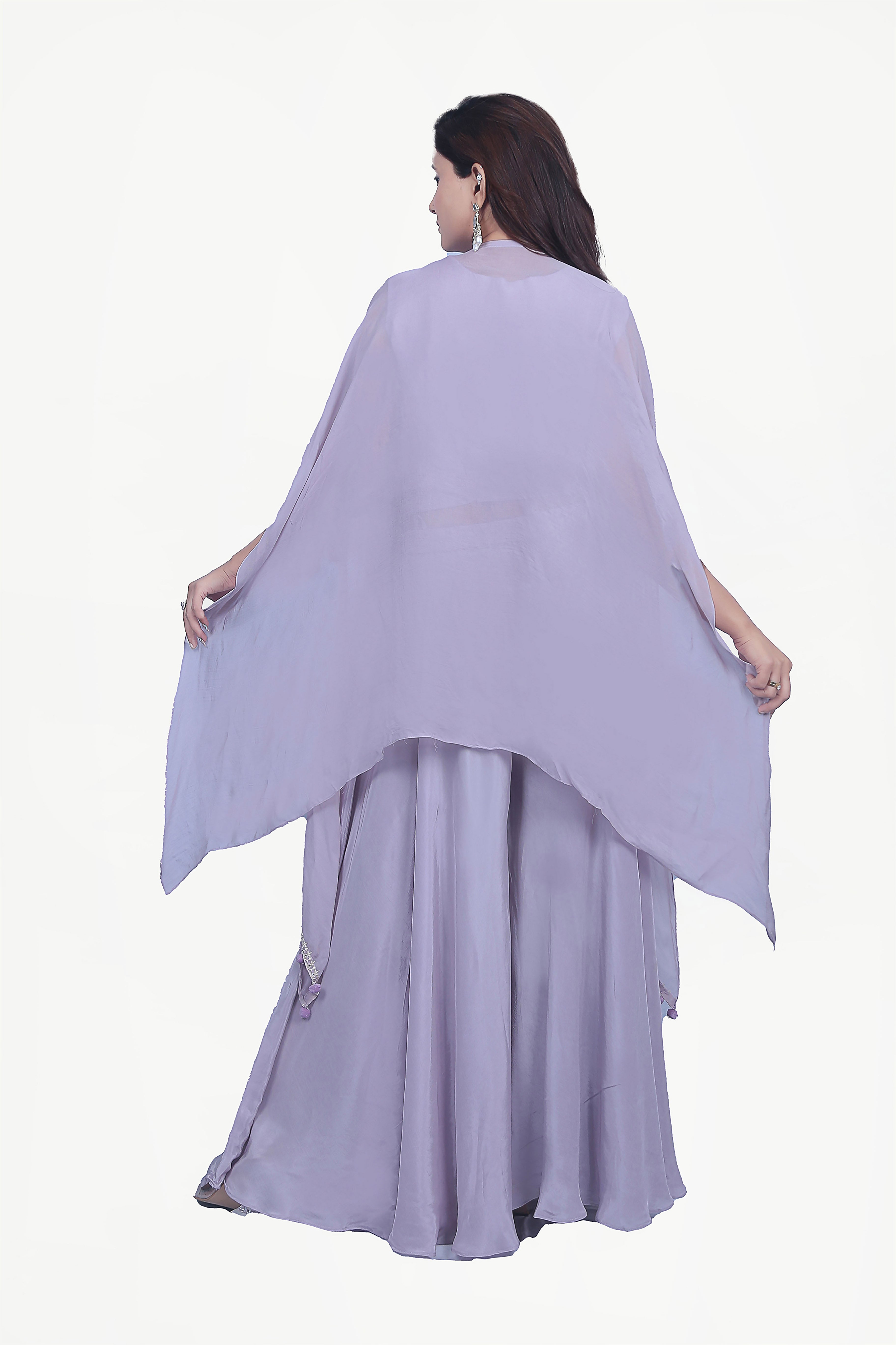 Crop top with cape and palazzo
