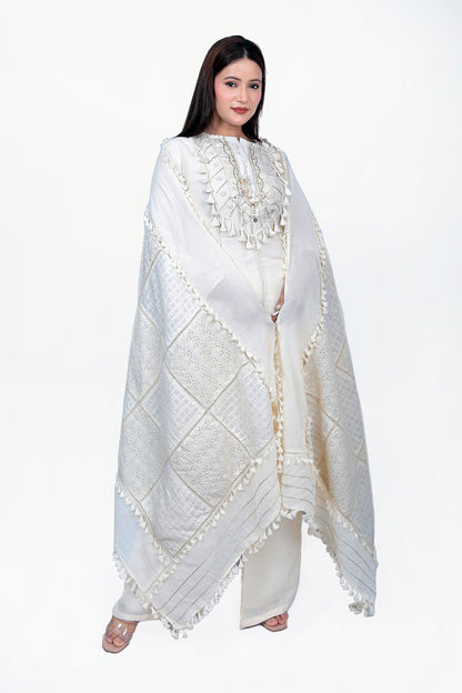 White Suit and Palazzo set, Pure Tango Linen fabric