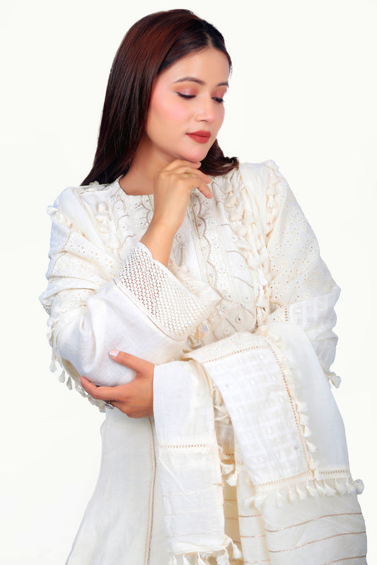 Graceful Kurta Set : Tassled Kurta with palazzo