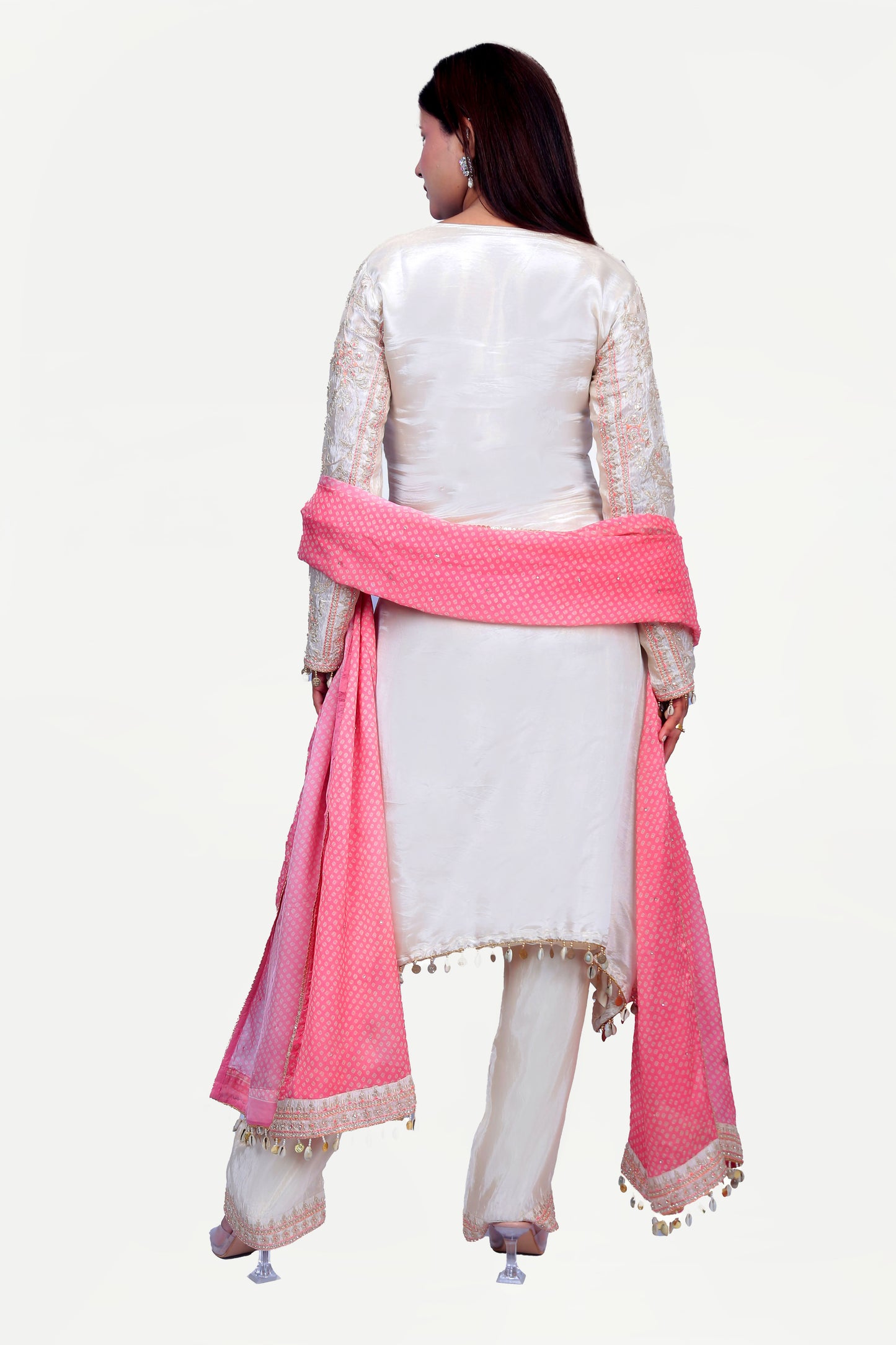 Pure silk cutdana kurta set with Dupatta