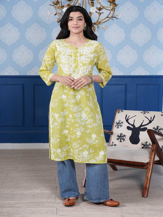 Omya Chikankari Kurta – Mint Green