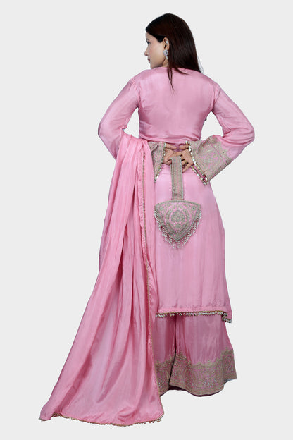 This kurta set is made out of korean silk fabric with pearl work all over.