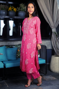 Image of Silk organza fabric Kurta 