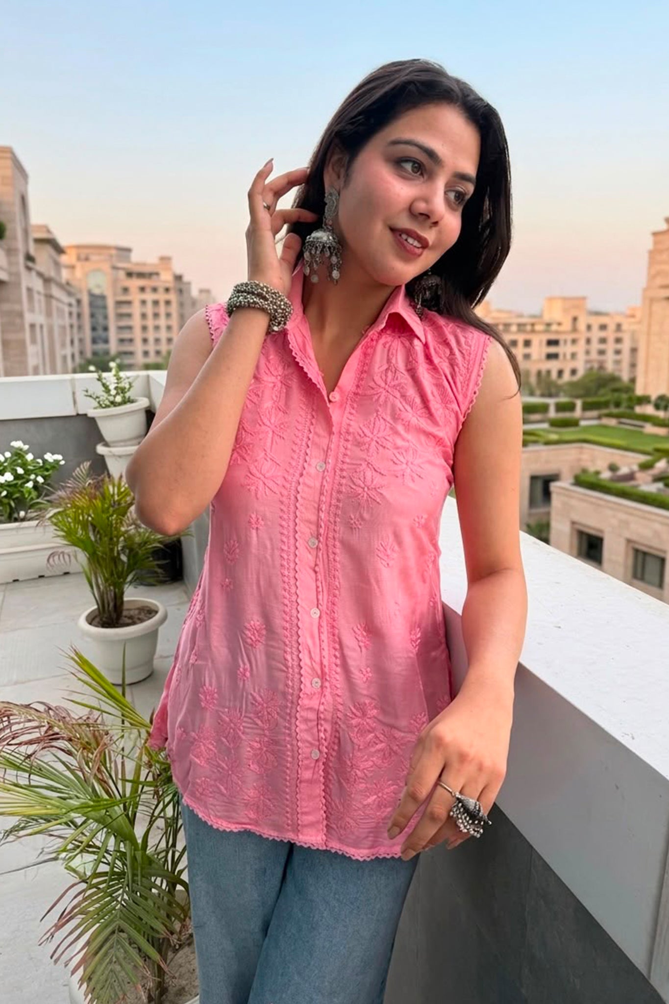 Qala Chikankari Cotton Shirt