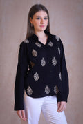 Stay stylised and comfortable in this cotton Chikankari Black shirt.