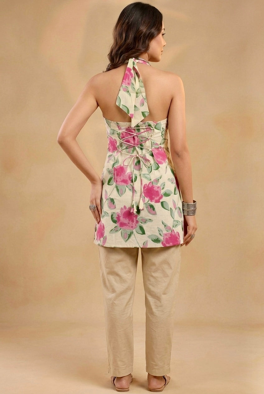 Gulabo Halter Neck Pure Cotton Kurti