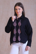 Stay stylised and comfortable in this cotton Chikankari Black shirt.