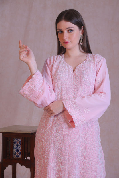 Pearl work on this kurta set