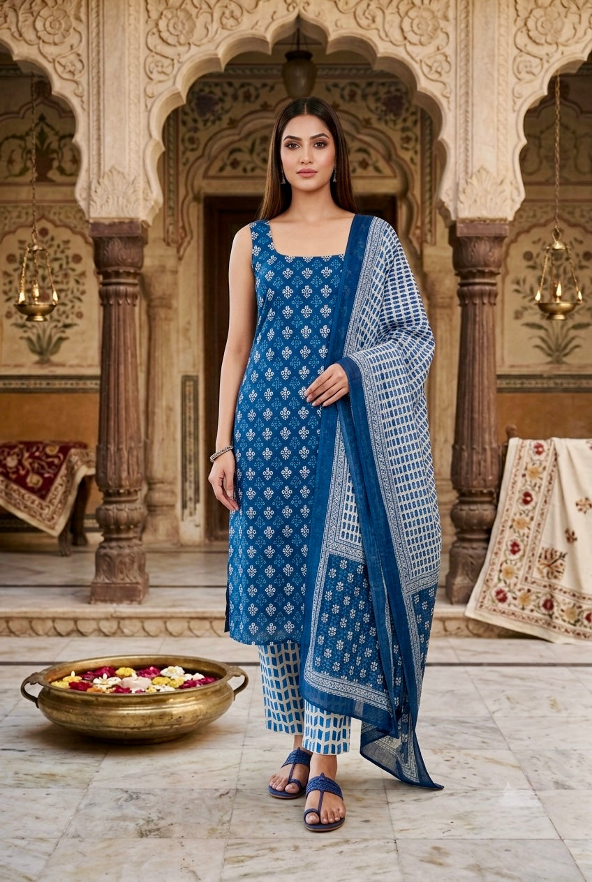 Mel Cotton Kurta Set with Dupatta