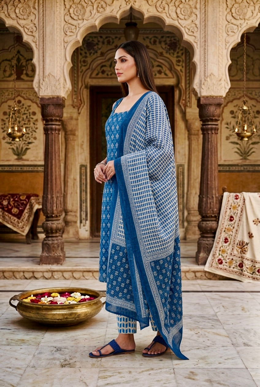 Mel Cotton Kurta Set with Dupatta