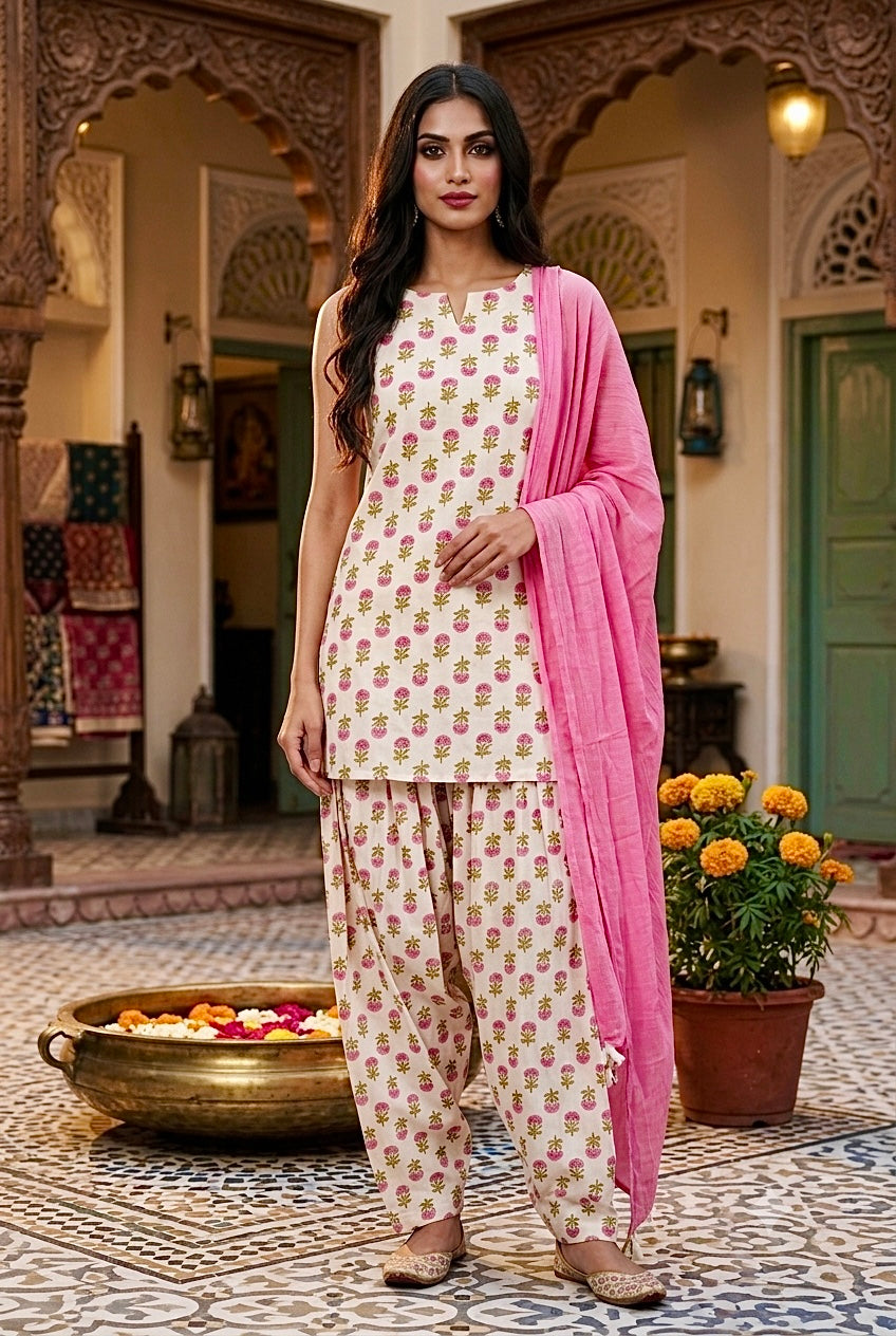Samara Cotton Farshi Set With Dupatta