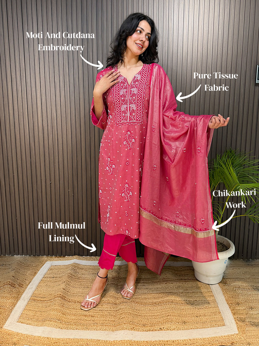 Kiana Chikankari Tissue Kurta Set