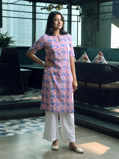 Aarna Pink Hand Block Print Kurta