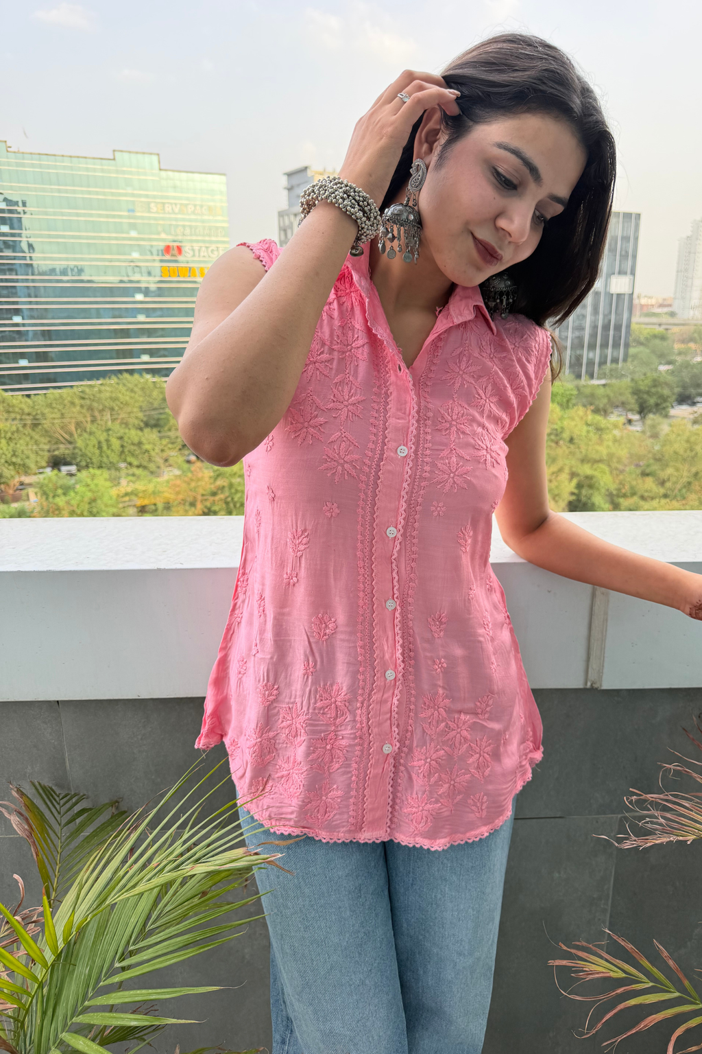 Qala Chikankari Cotton Shirt