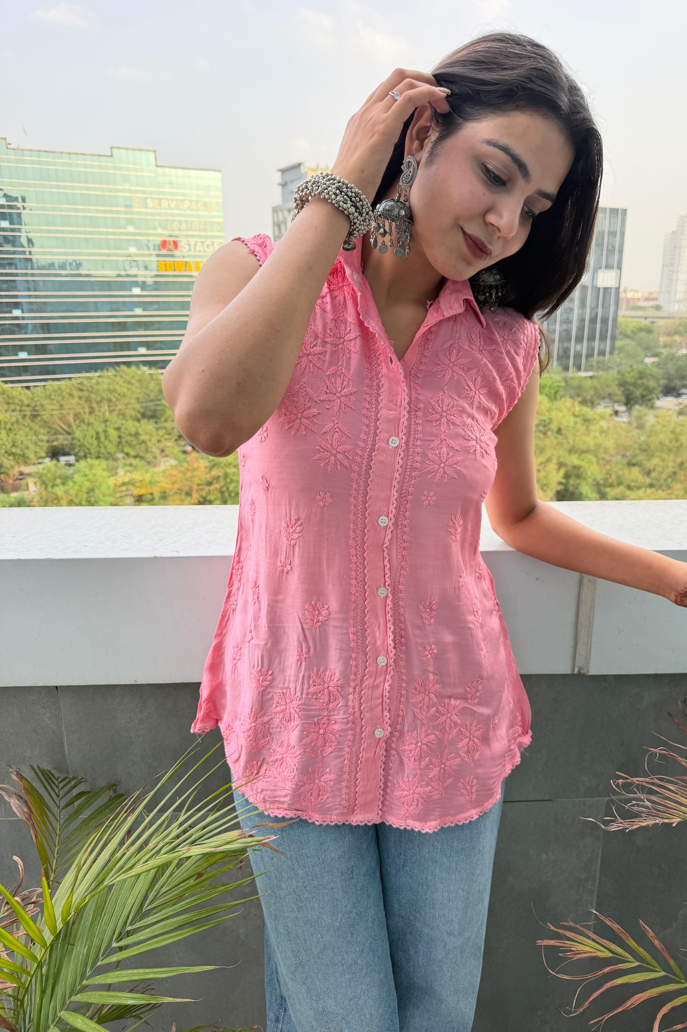 Qala Chikankari Cotton Shirt