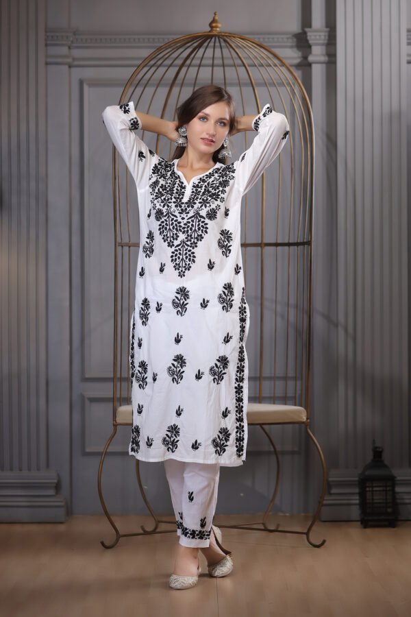 Pearl White Mul Cotton Kurta Set - Image 2