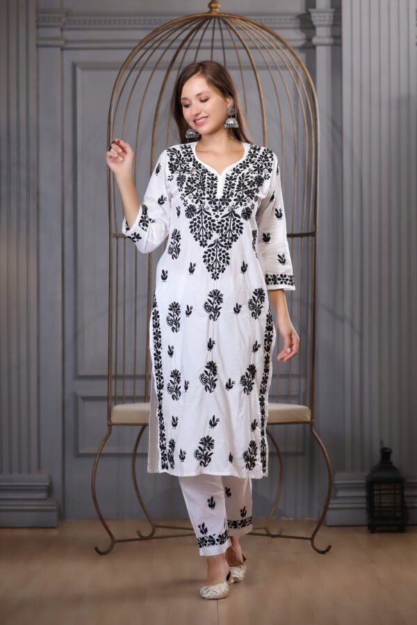 Pearl White Mul Cotton Kurta Set - Image 3