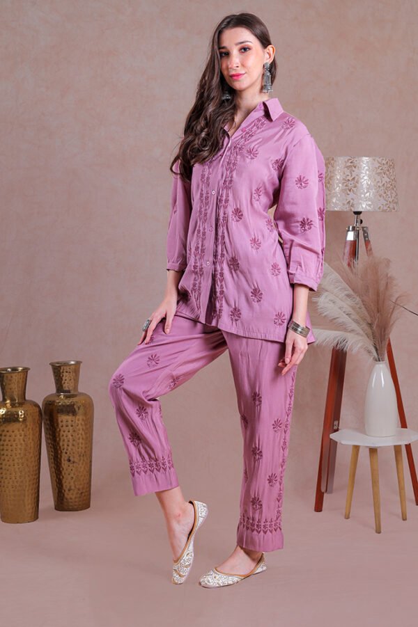 Muted Pink Chikankari Co-ord Set - Image 5