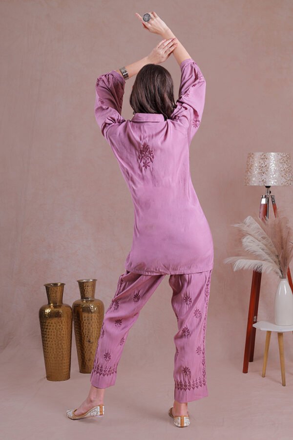 Muted Pink Chikankari Co-ord Set - Image 6