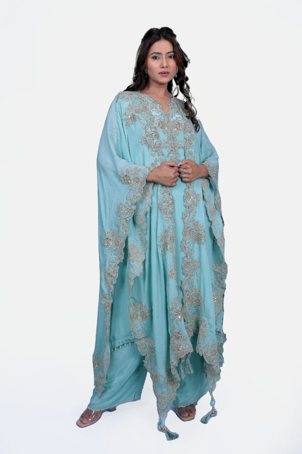 Blue Cape Set With Kurta And Palazzo