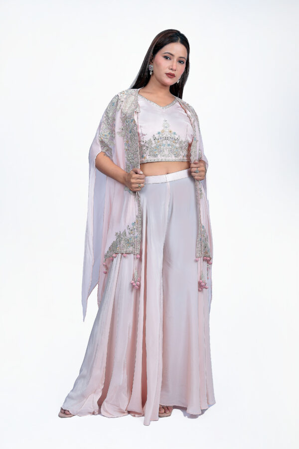 Peach Thread Work Top With Sharara - Image 5