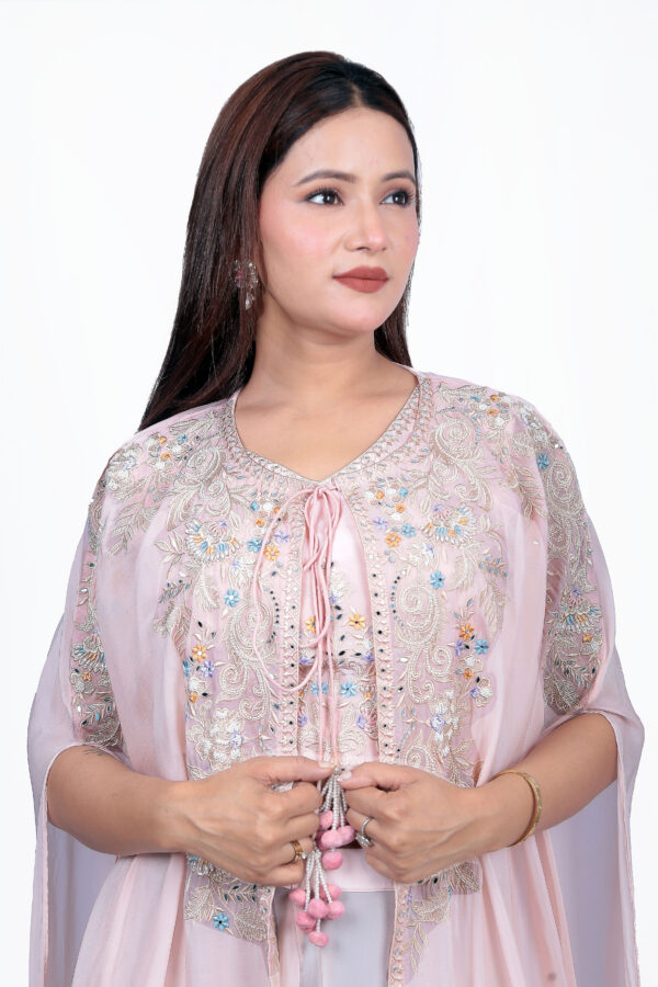 Peach Thread Work Top With Sharara - Image 6