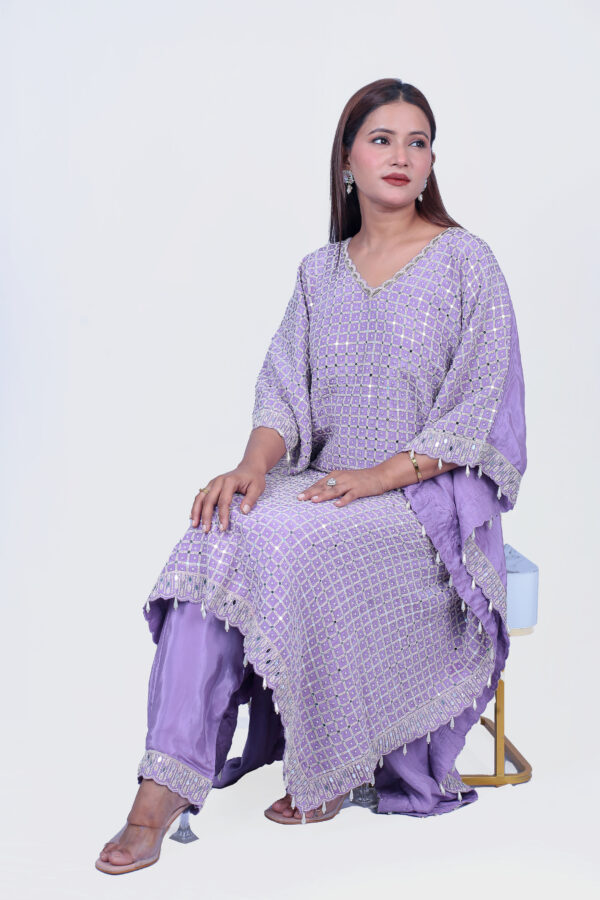 Lavender Kaftan Set With Pant - Image 2