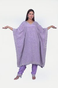 Fullly embellished kaftan set ready to wear with matching pants.