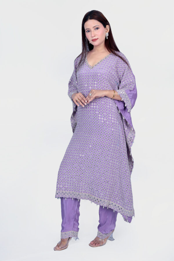 Lavender Kaftan Set With Pant