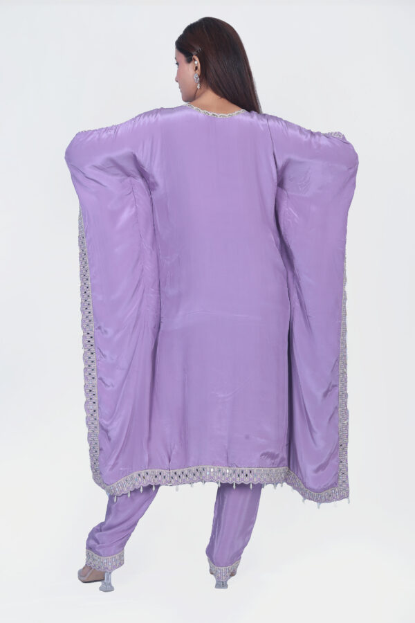 Lavender Kaftan Set With Pant - Image 4