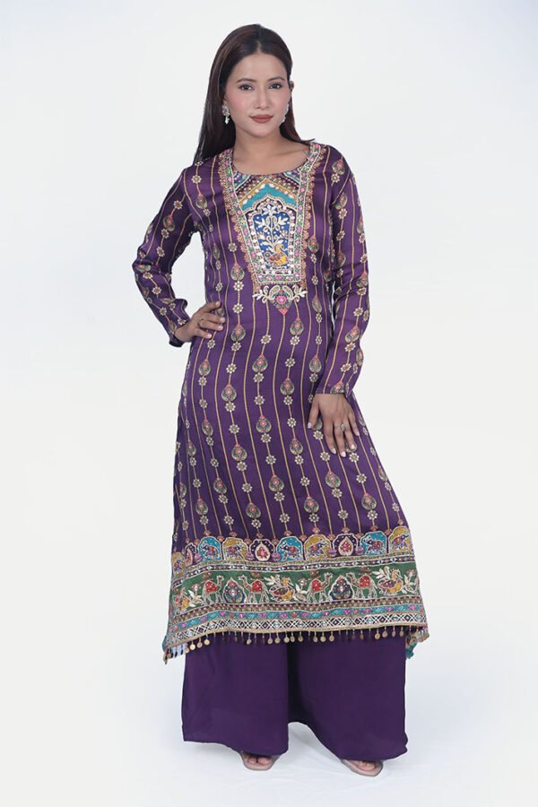 Embellished Print Kurta Set With Dupatta - Image 4