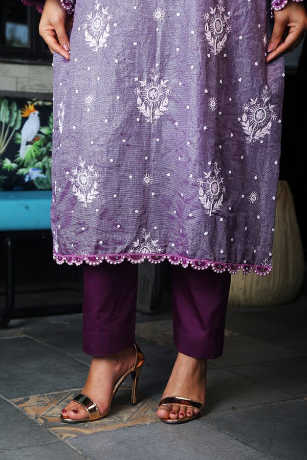 Purple Color Cutdana Embellished Kurta Set - Image 3