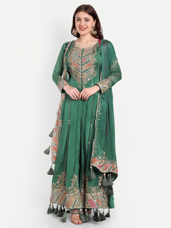 Green Gota Patti Anarkali Suit Set - Image 2