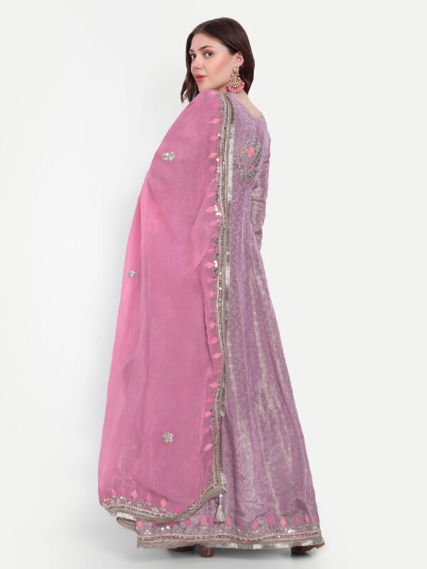 Pink Gotta Patti Full Sleeves Anarkali With Dupatta - Image 3