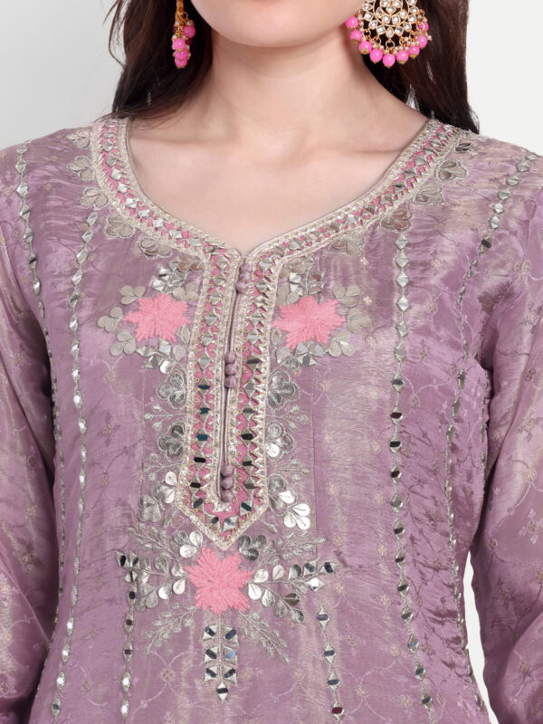 Pink Gotta Patti Full Sleeves Anarkali With Dupatta - Image 4