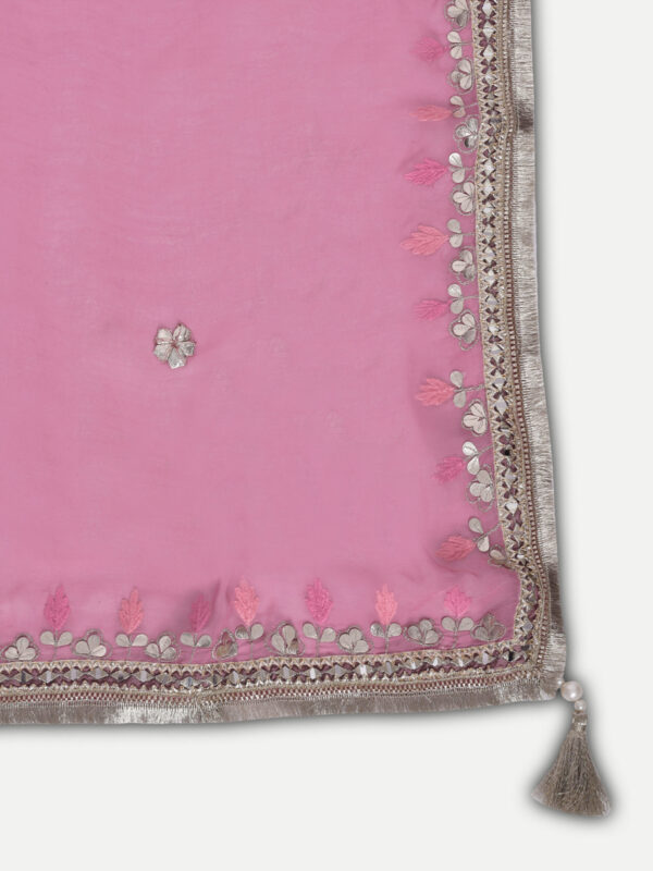 Pink Gotta Patti Full Sleeves Anarkali With Dupatta - Image 6