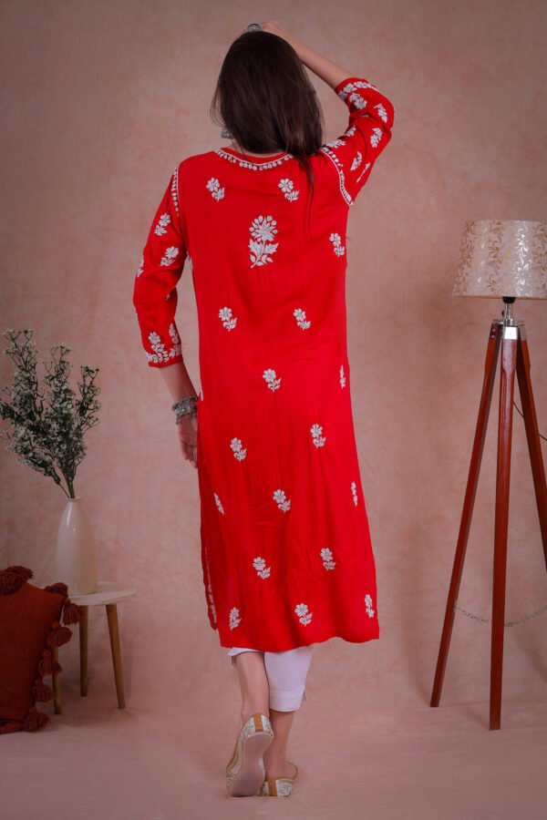 Red Chikankari Kurta - Image 4