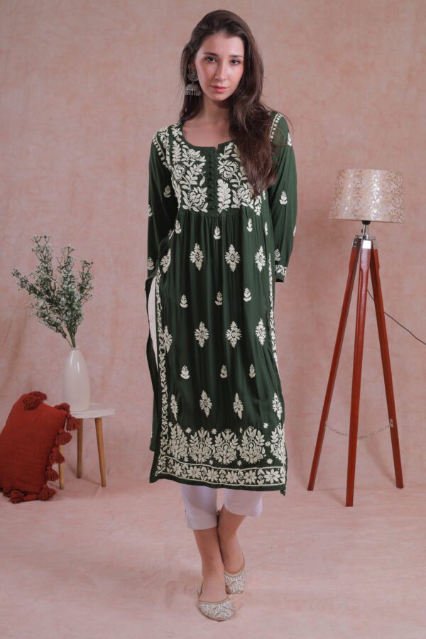 Green Chikankari Kurta - Image 2