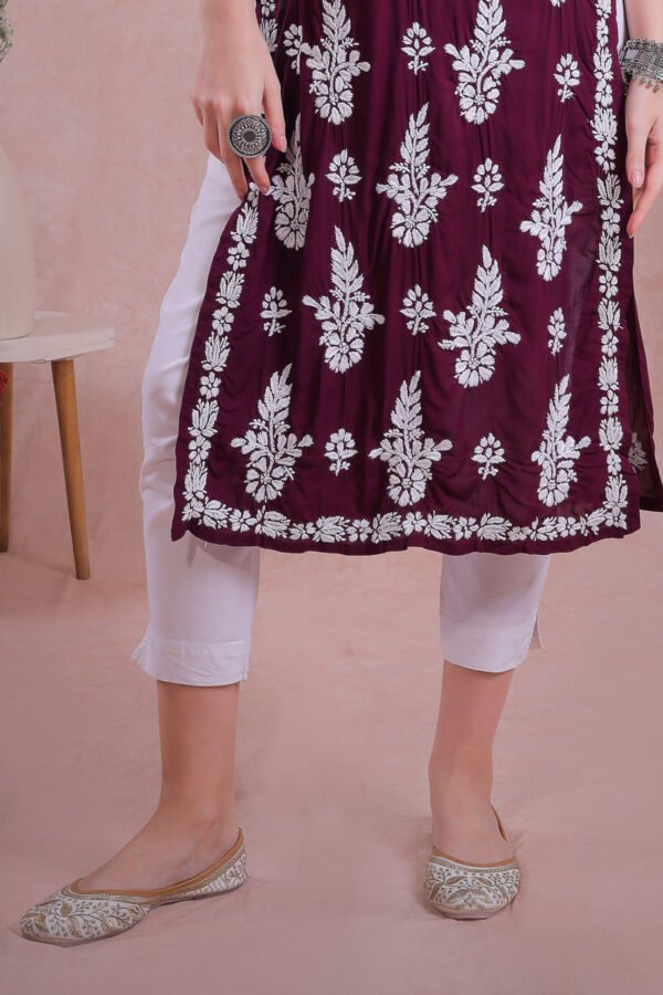 Maroon Chikankari Kurta - Image 3