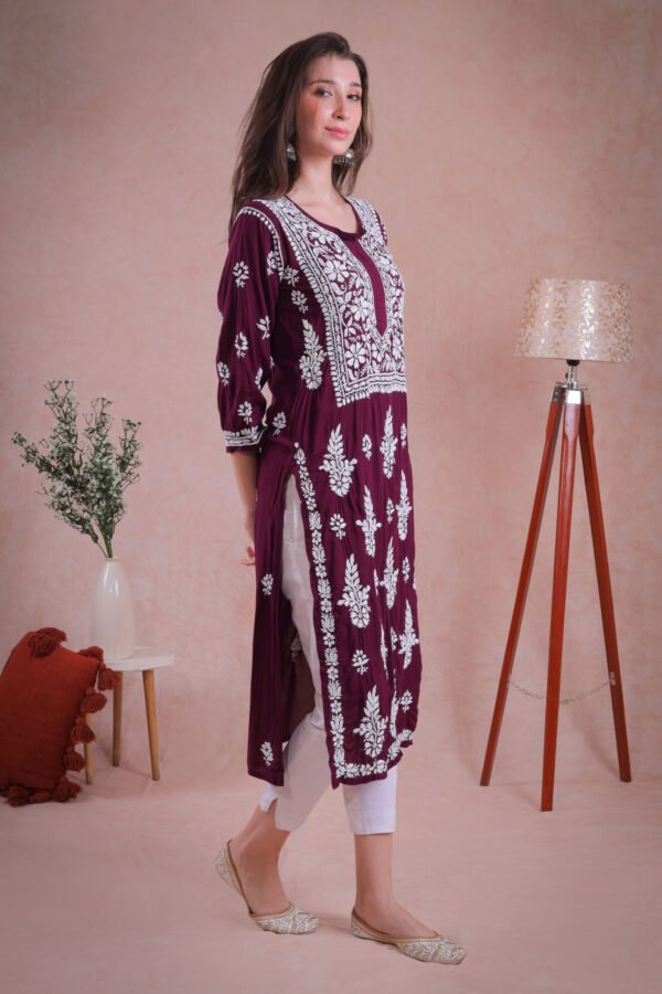 Maroon Chikankari Kurta - Image 4