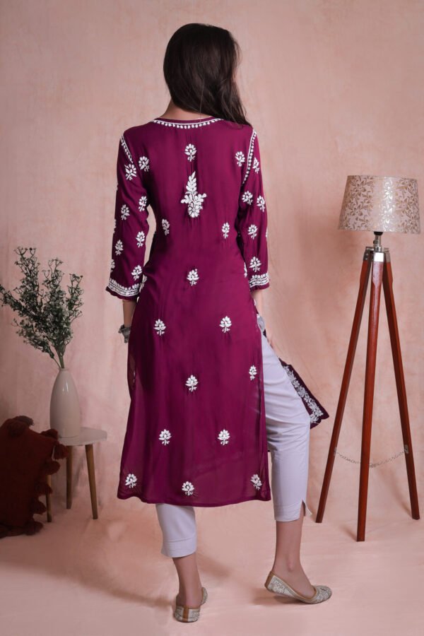 Maroon Chikankari Kurta - Image 5