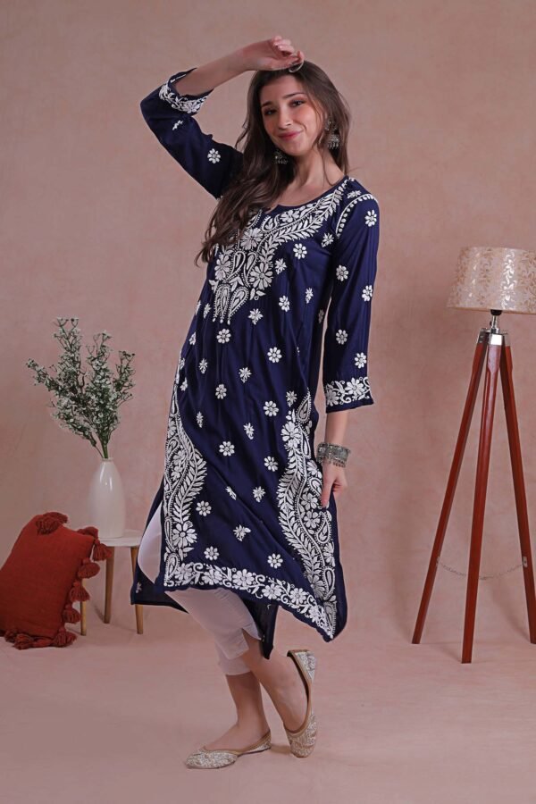 Blue Chikankari Kurta - Image 3