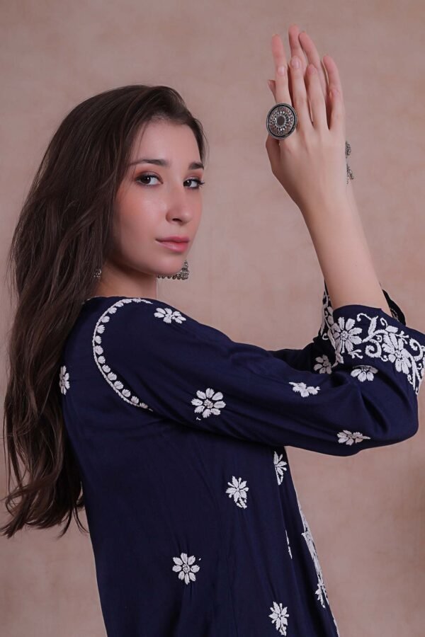 Blue Chikankari Kurta - Image 6