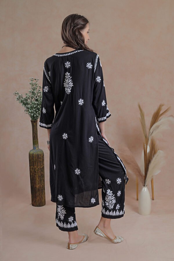 Chikankari Black Kurta Set - Image 5