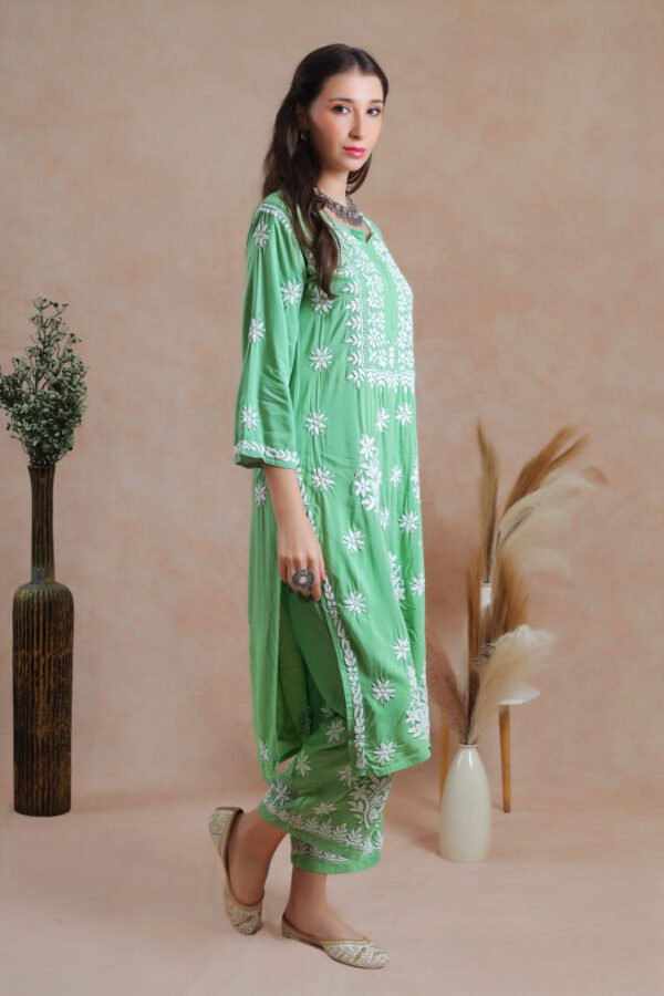 Mint Green Chikankari Kurta Set - Image 3