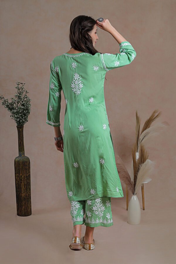 Mint Green Chikankari Kurta Set - Image 5