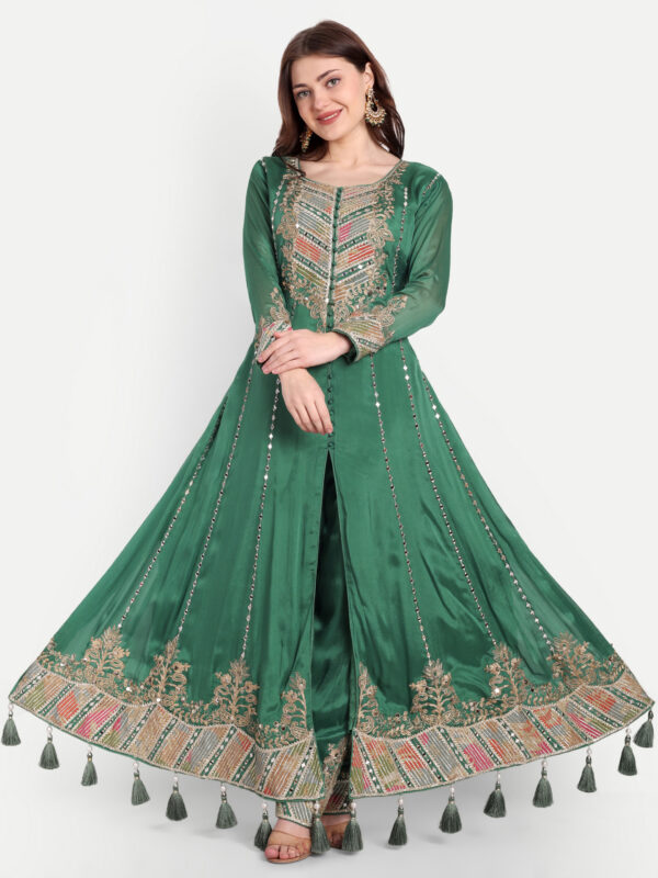 Green Gota Patti Anarkali Suit Set - Image 6