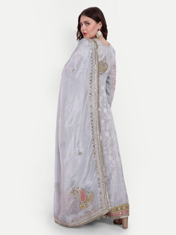 Grey Gotta Patti Anarkali With Dupatta - Image 5