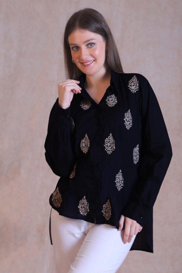 Black Chikankari Shirt - Image 4